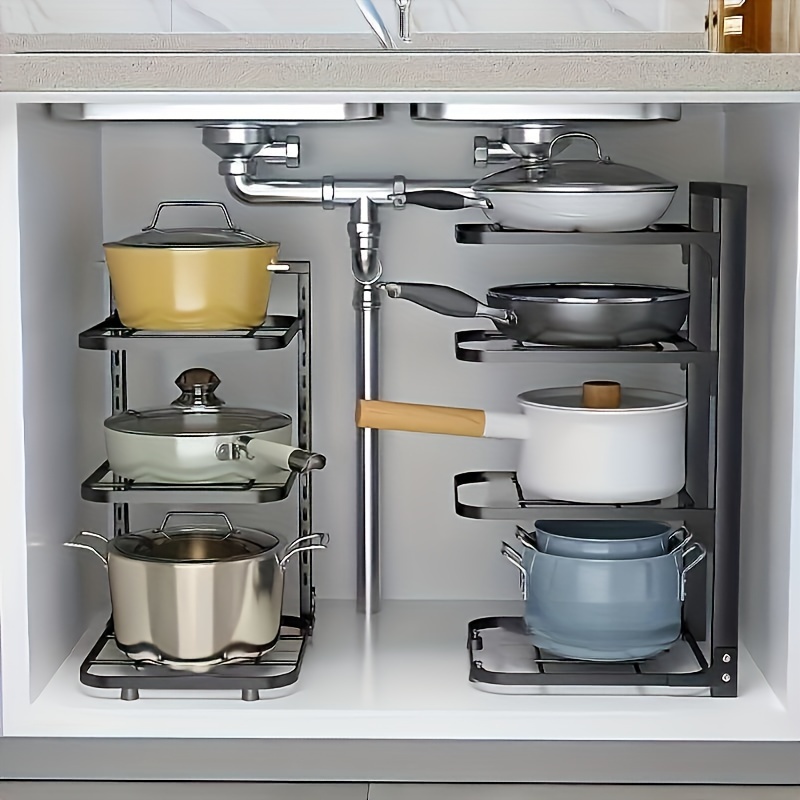 Kitchen Baking Pan Organizer - Adjustable Pot Rack Organizer, Kitchen Stainless