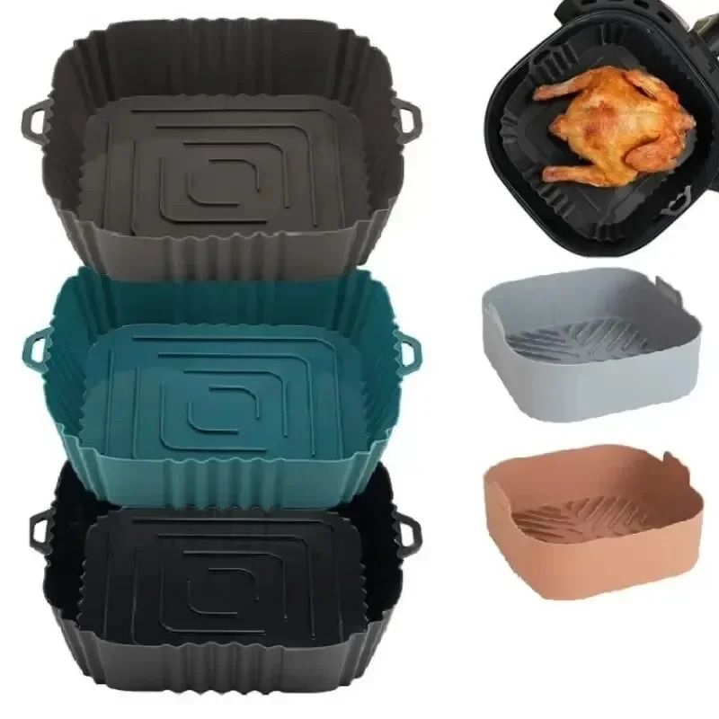 Kitchen And Baking Equipment - 1PC Silicone Air Fryer Basket, Round