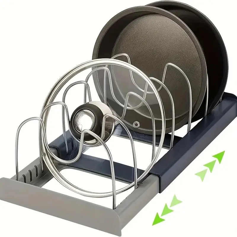 Kitchen Baking Pan Organizer - Expandable Stainless Steel Storage Rack Kitchen