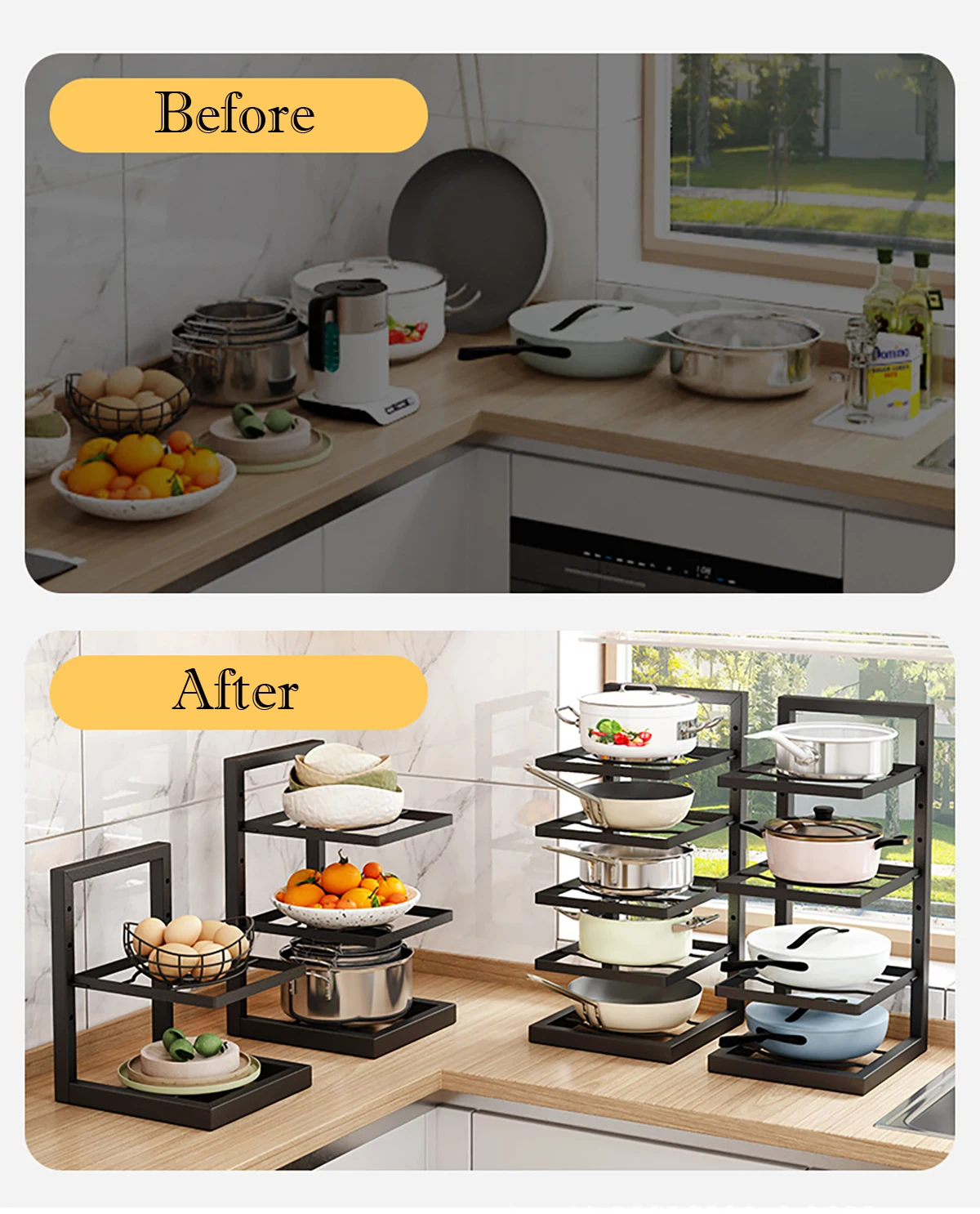 Adjustable Pot Rack Organizer, - огляд і ціна Kitchen Baking Pan Organizer