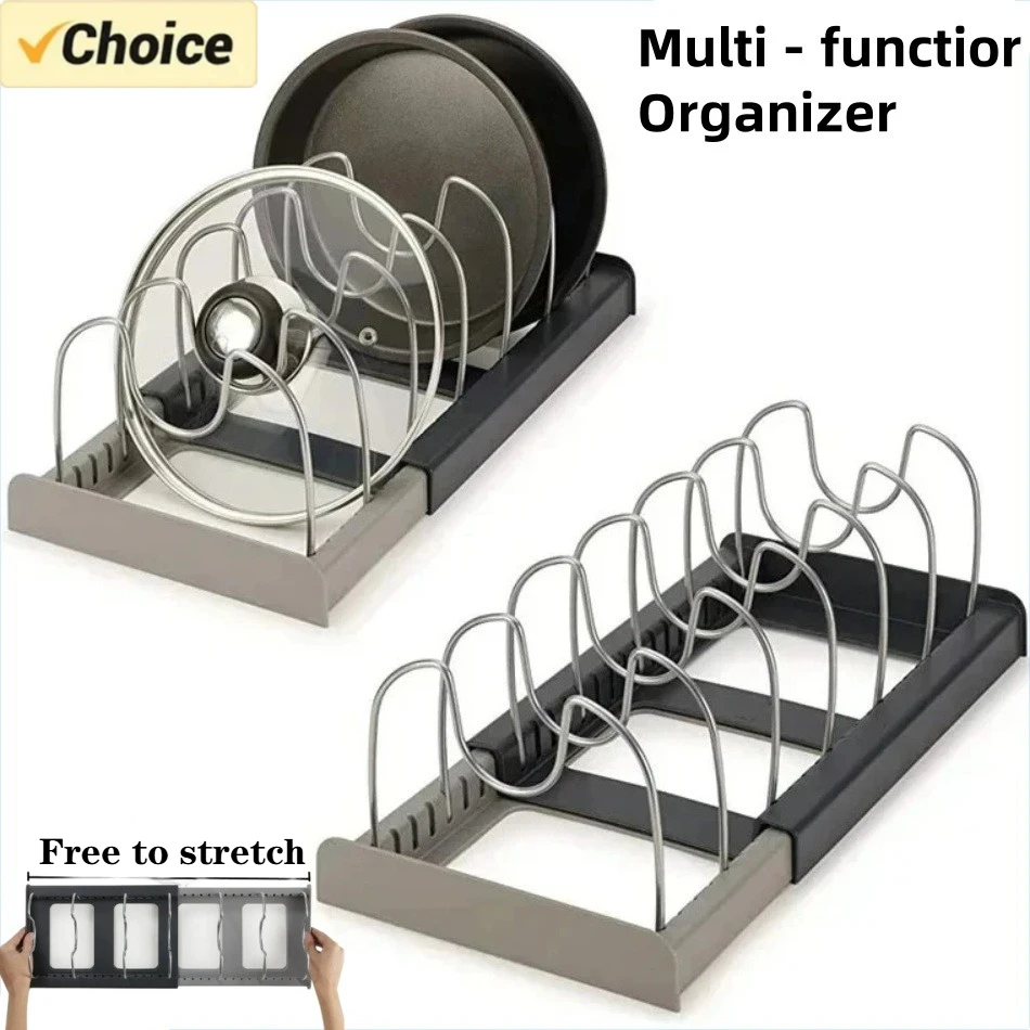 1Pc 7-grid Telescopic Pot Rack - огляд і ціна Kitchen Baking Pan Organizer