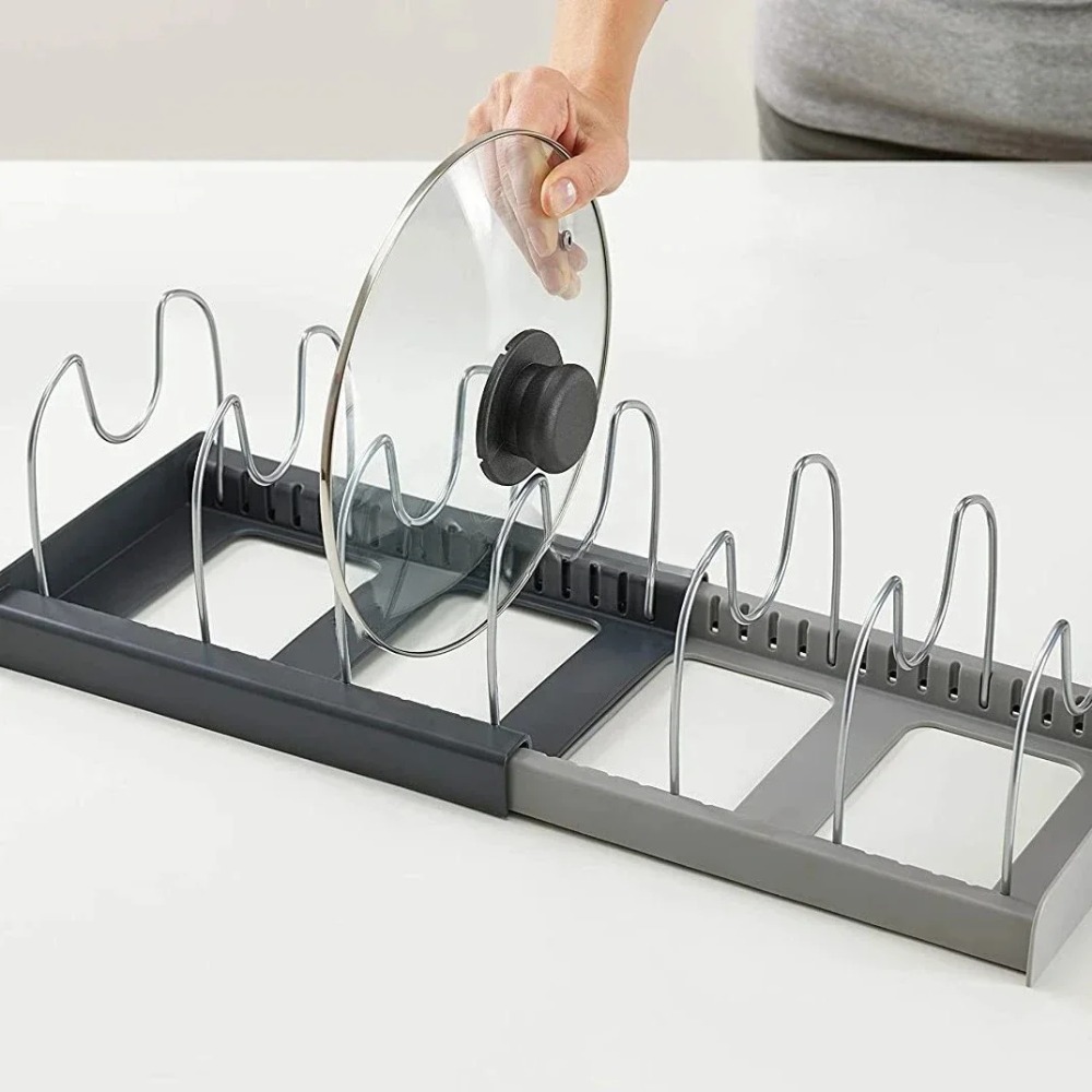 1Pc 7-grid Telescopic Pot Rack - огляд і ціна Kitchen Baking Pan Organizer